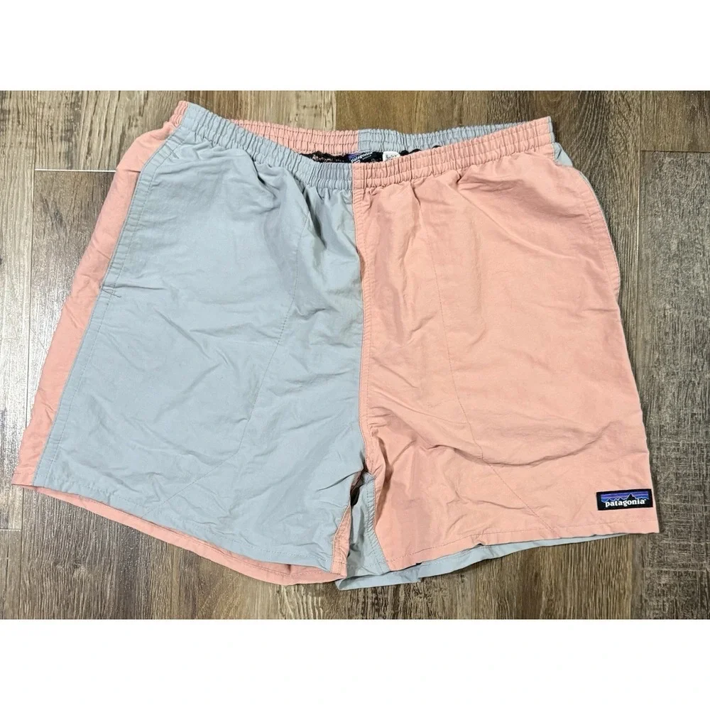 Patagonia Baggies Shorts Mens Medium Harlequin Sunfade Pink Colorblock 5
